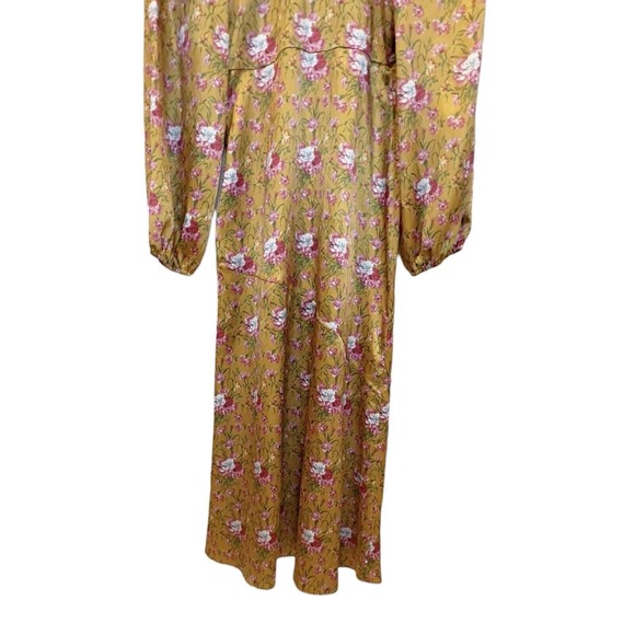 LoveShackFancy Floral Kinnear Satin V-neck Midi Ruby Goldmine Dress Size 00 - Picture 11 of 11